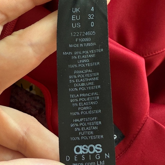 ASOS Design Red Ruffle Bodycon Midi Dress - Picture 9 of 10